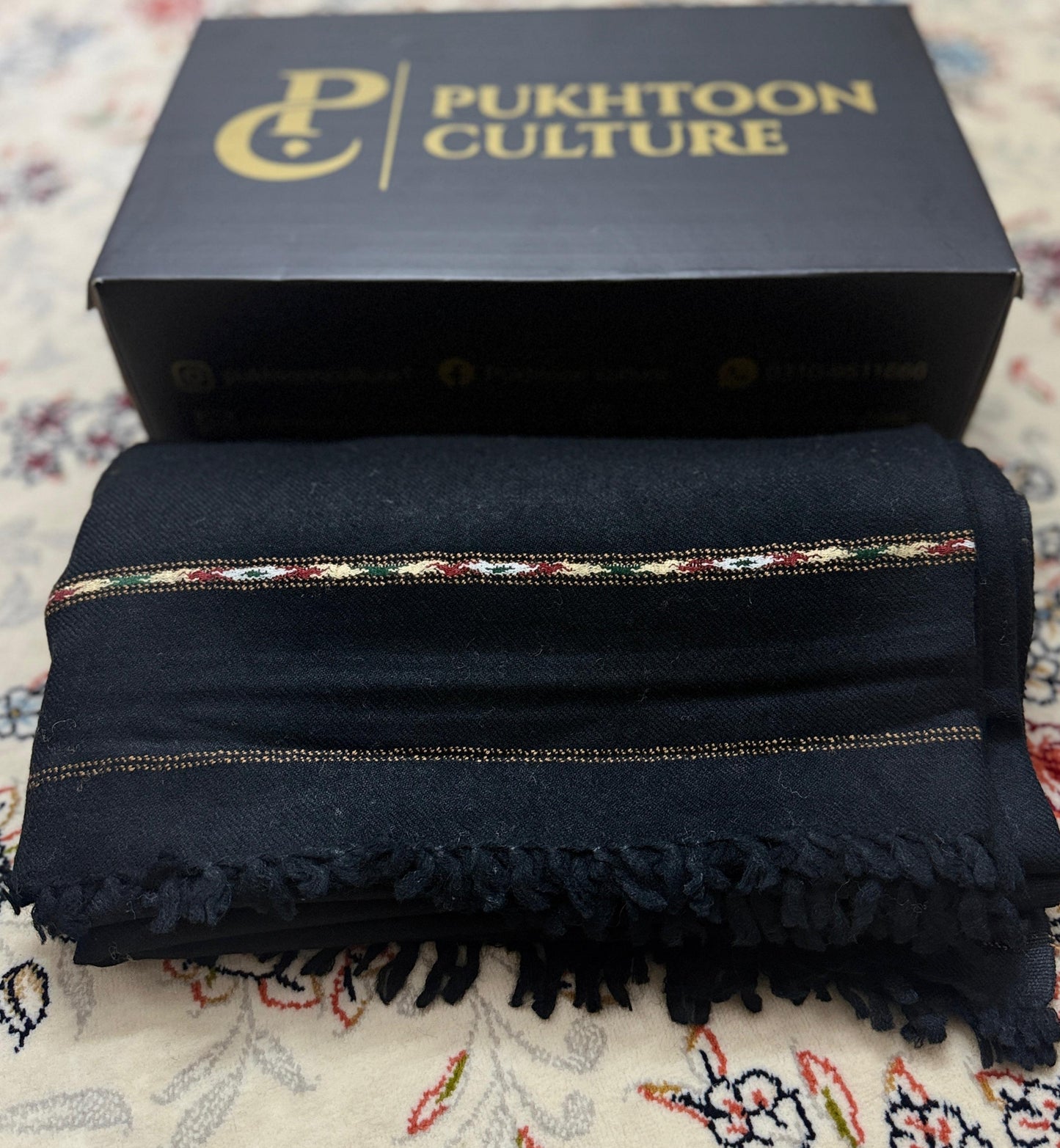 Pure Black Shawl For Men (Pure Wool)