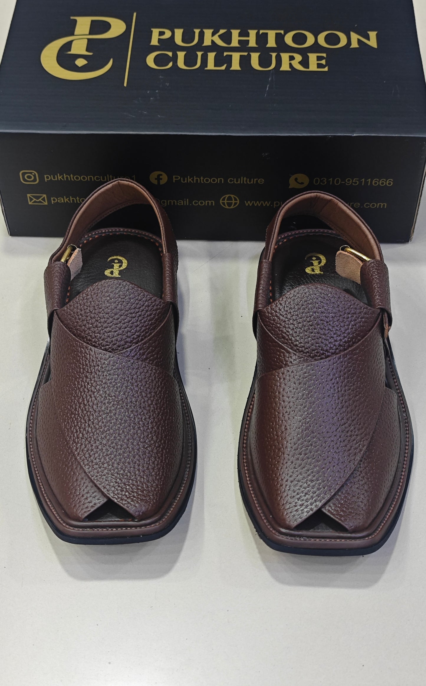 Textured Leather Peshawari Dark Brown Chapple