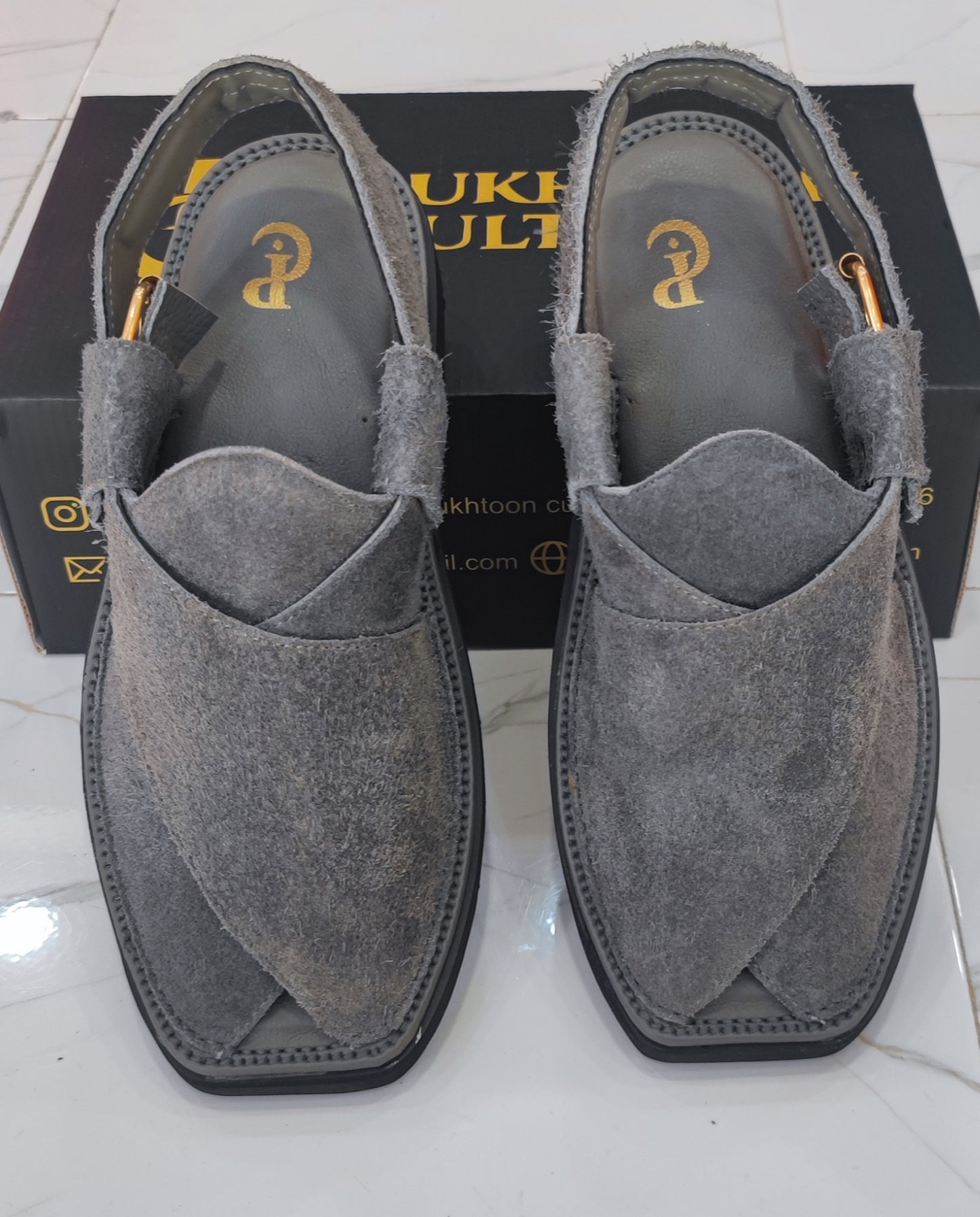 Charcoal Grey  Sabar in  Sketcher Sole (Light Weight)
