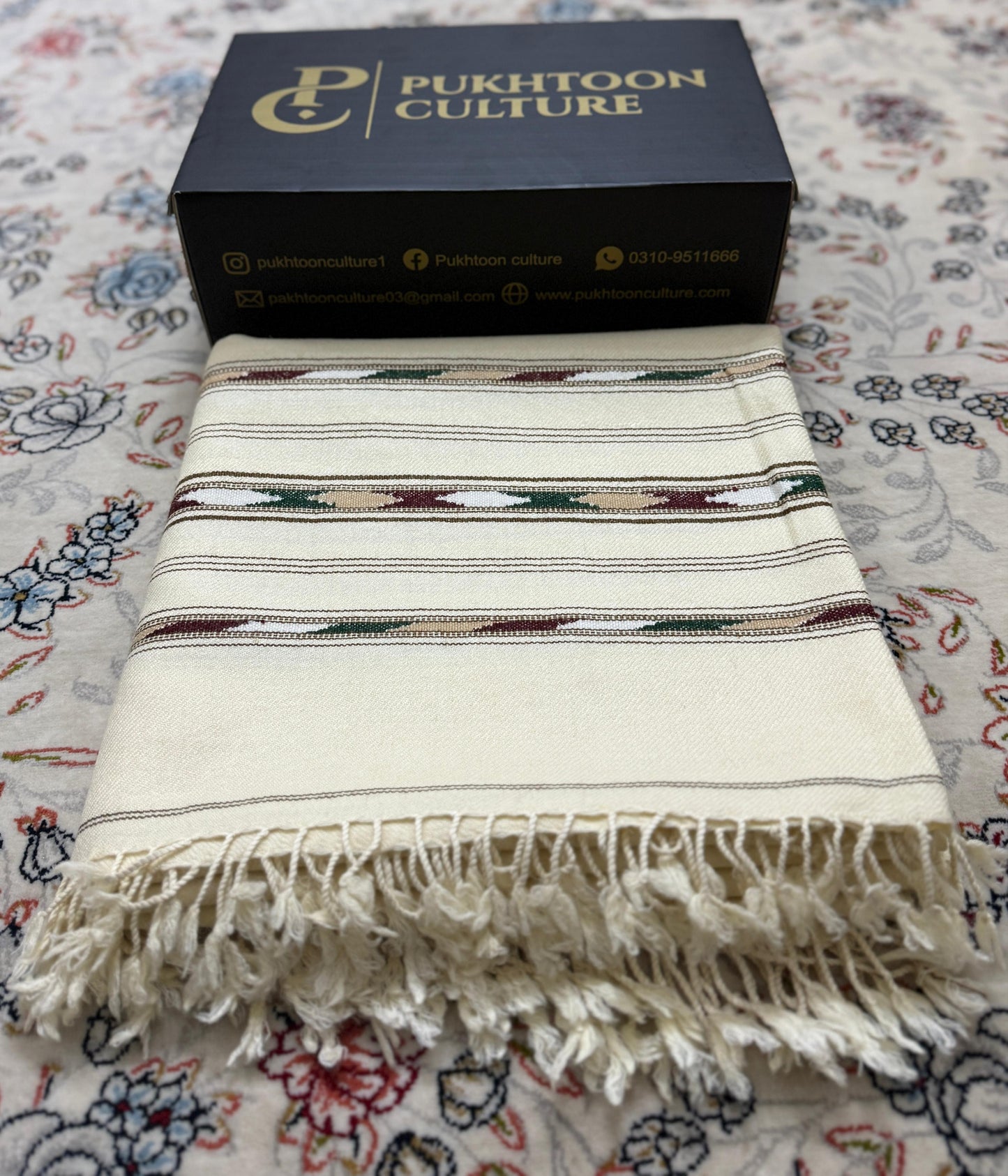 Premium Ivory Wool  Shawl For Men (Pure Wool)