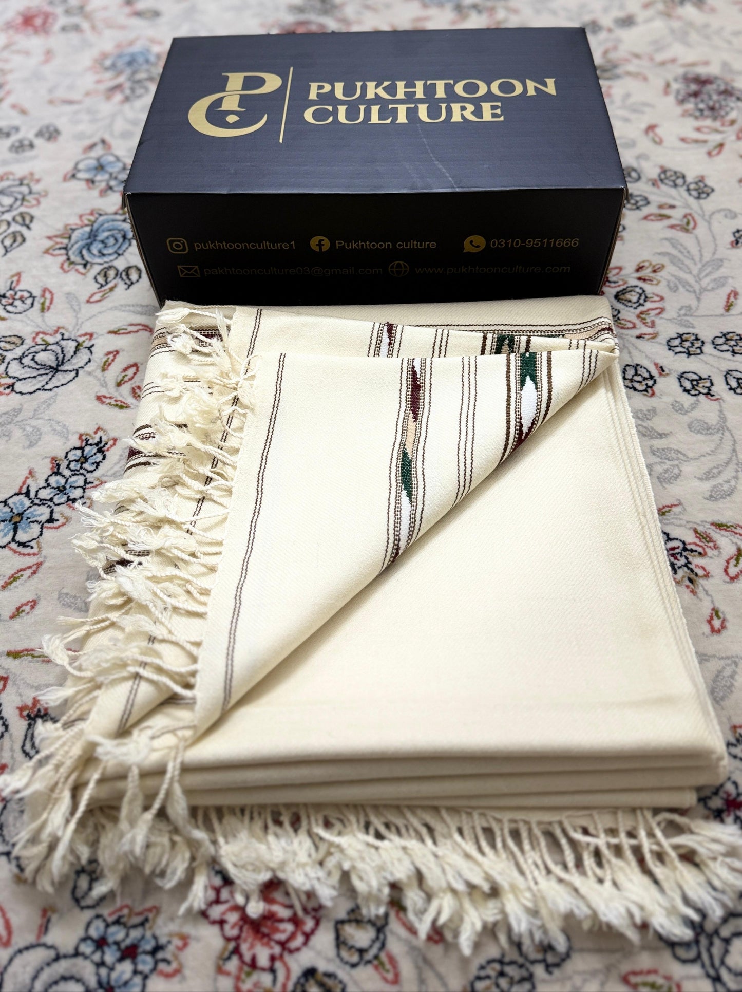 Premium Ivory Wool  Shawl For Men (Pure Wool)