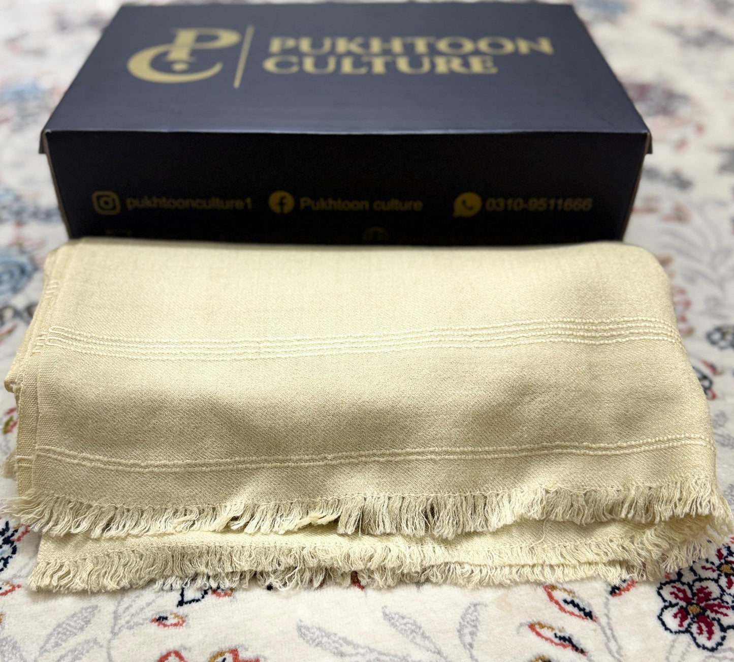 Off White  Shawl For Men (Pure Wool)