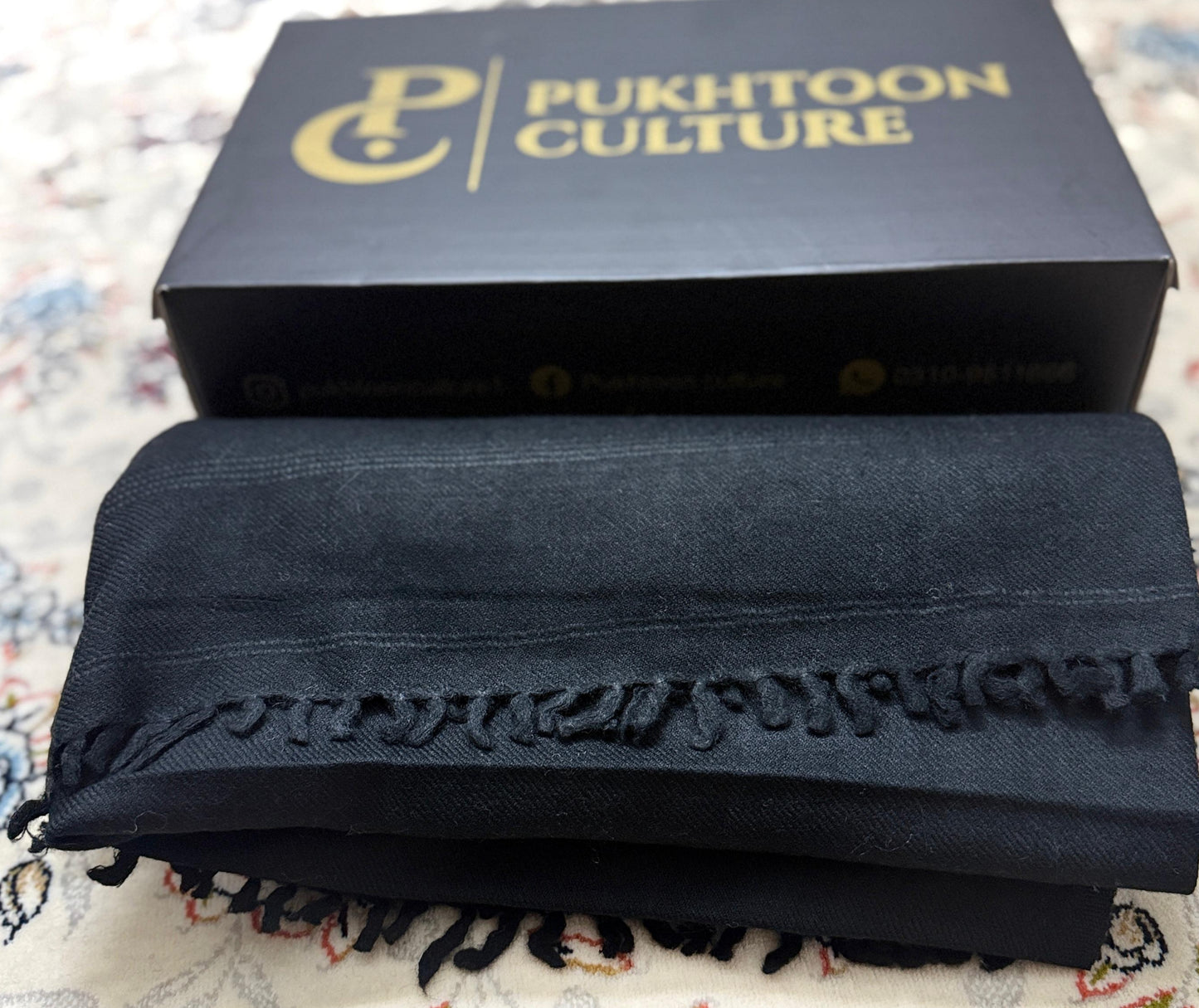 Black Shawl For Men (Pure Wool)