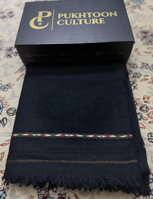 Pure Black Shawl For Men (Pure Wool)