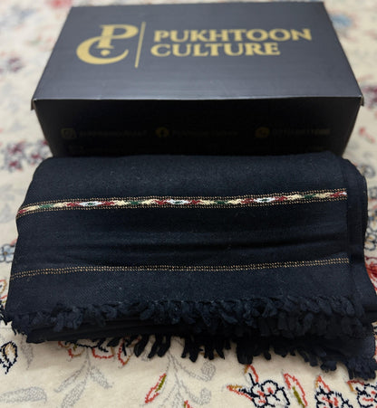 Pure Black Shawl For Men (Pure Wool)