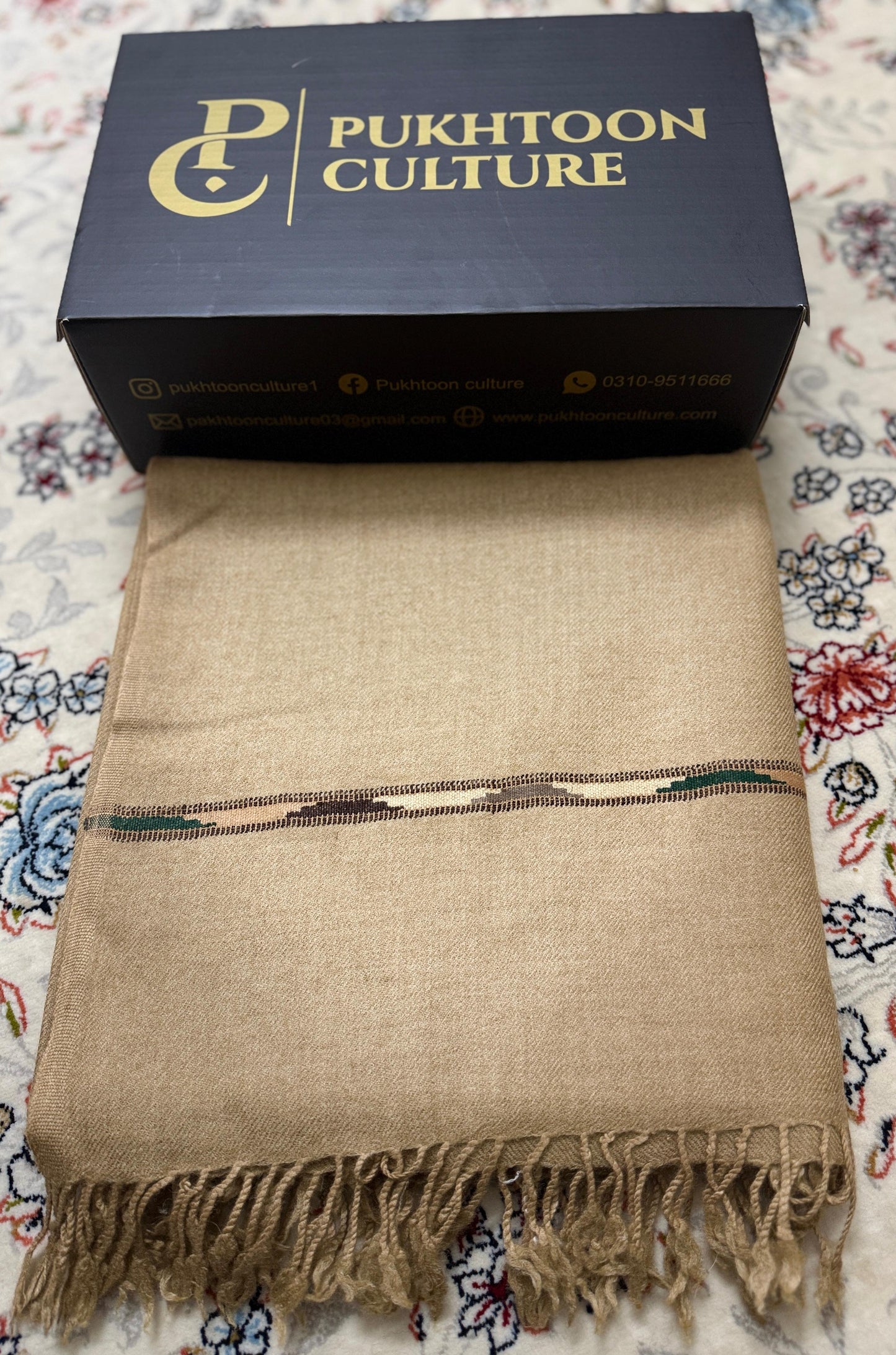 Camel Grace Shawl For Men (Pure Wool)