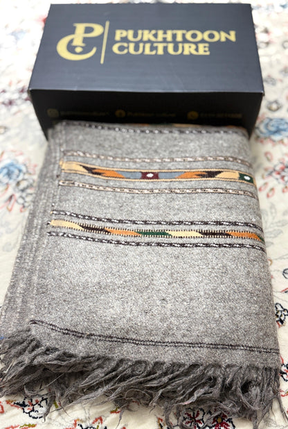 Pure Wool Gray Shawl For Men