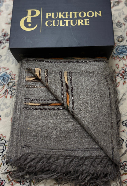 Pure Wool Gray Shawl For Men