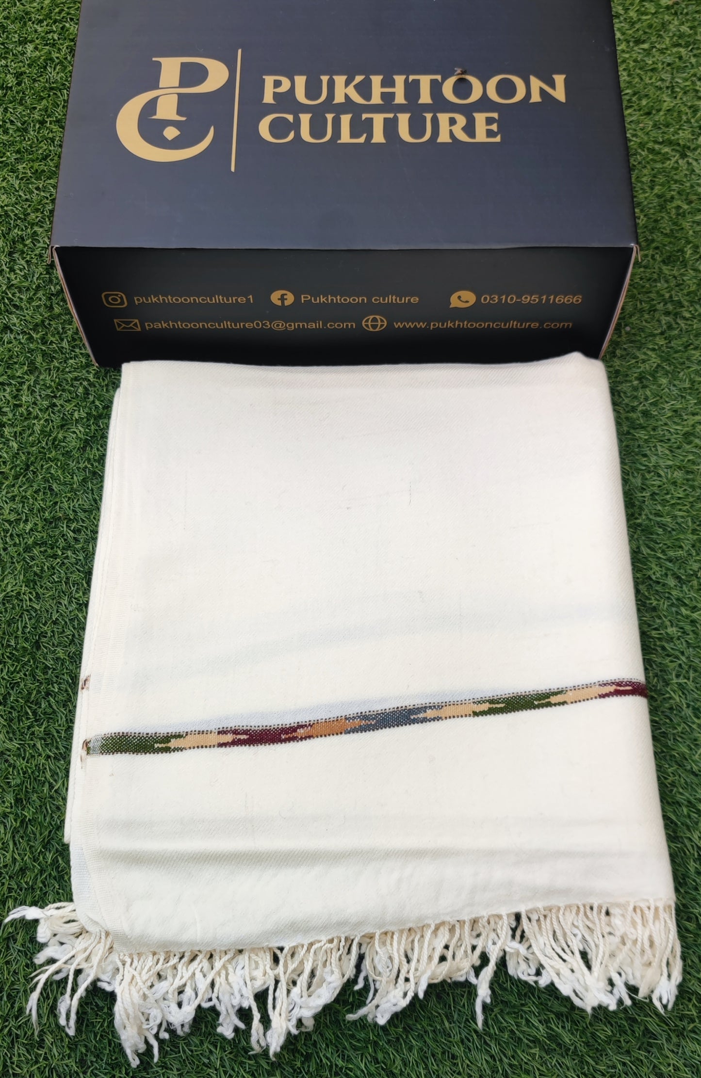 White Shawl For Men (Pure Wool)