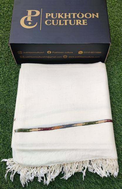 White Shawl For Men (Pure Wool)