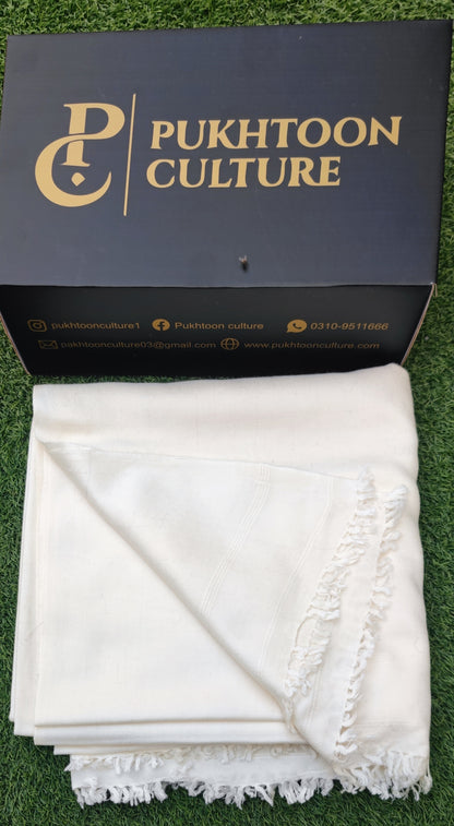White Shawl Pure Wool For Men