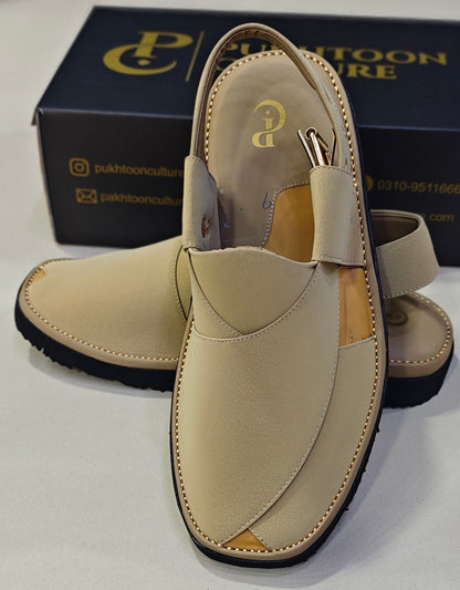 Goga Round Shape Ivory Beige Textured Sketcher Sole (Light Weight)