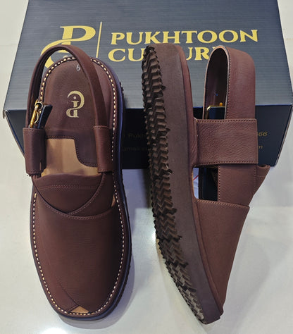 Goga Round Shape Matte Dark Brown Textured Sketcher Sole (Light Weight)