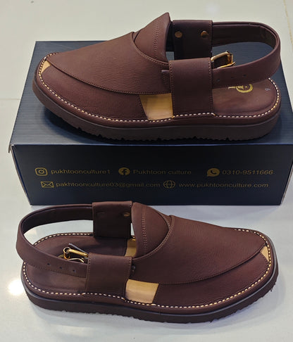 Goga Round Shape Matte Dark Brown Textured Sketcher Sole (Light Weight)