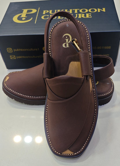 Goga Round Shape Matte Dark Brown Textured Sketcher Sole (Light Weight)