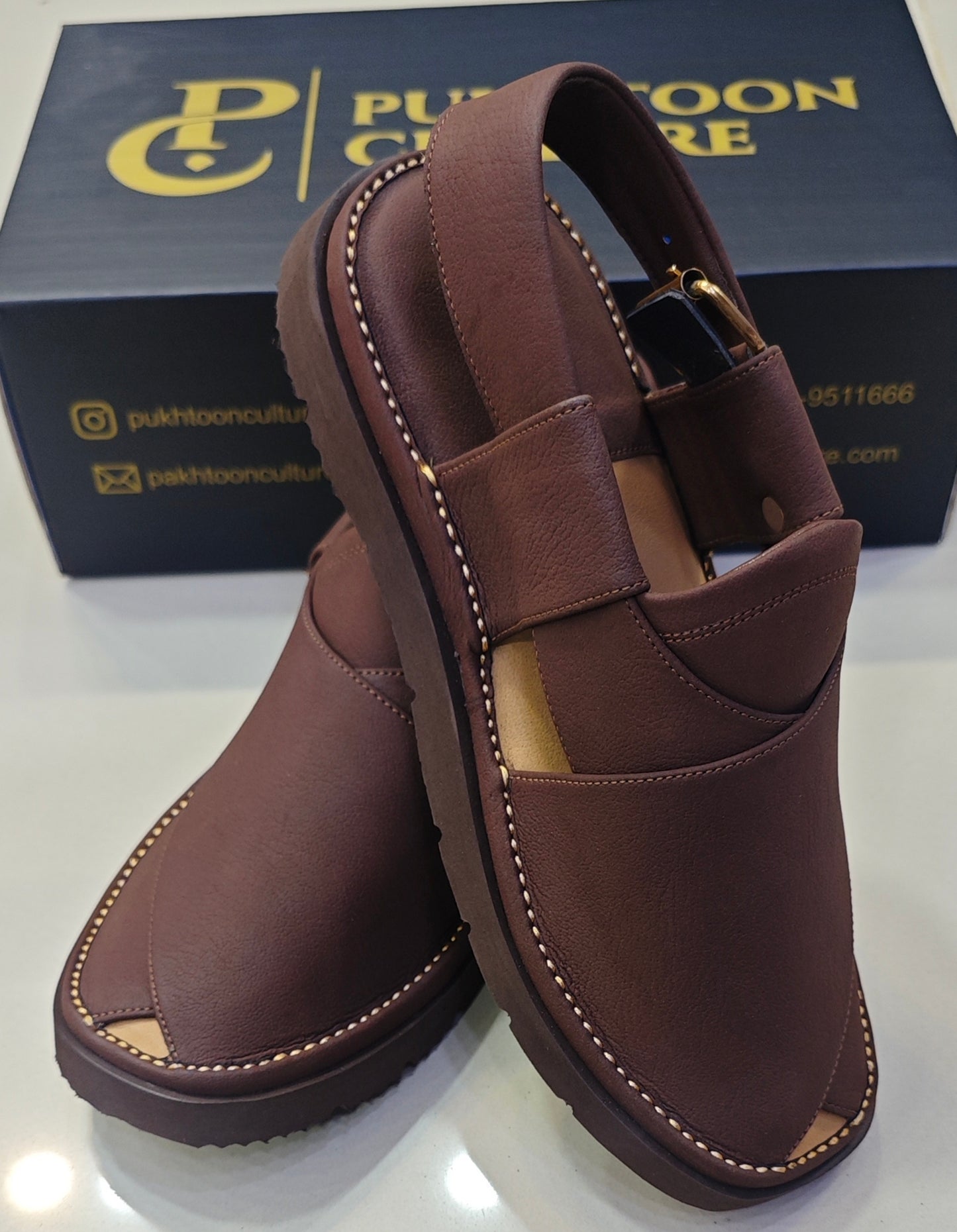 Goga Round Shape Matte Dark Brown Textured Sketcher Sole (Light Weight)