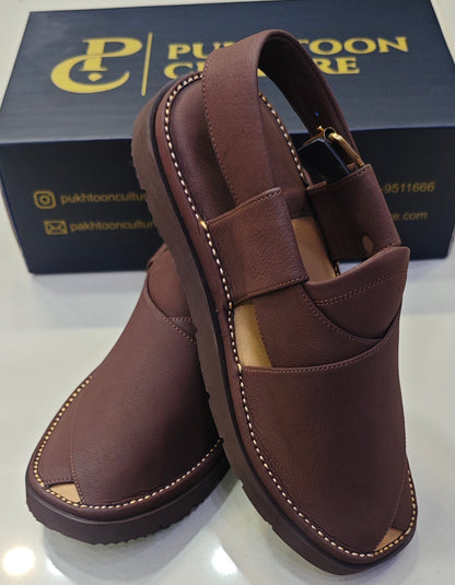 Goga Round Shape Matte Dark Brown Textured Sketcher Sole (Light Weight)