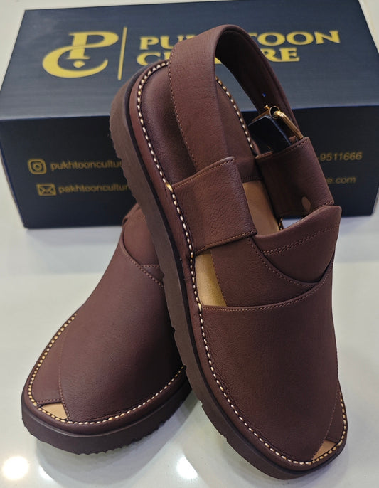 Goga Round Shape Matte Dark Brown Textured Sketcher Sole (Light Weight)