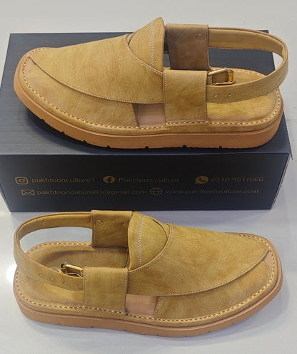 Goga Round Shape Honey Mustard Textured Sketcher Sole (Light Weight)