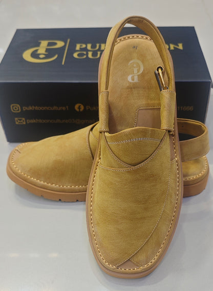 Goga Round Shape Honey Mustard Textured Sketcher Sole (Light Weight)