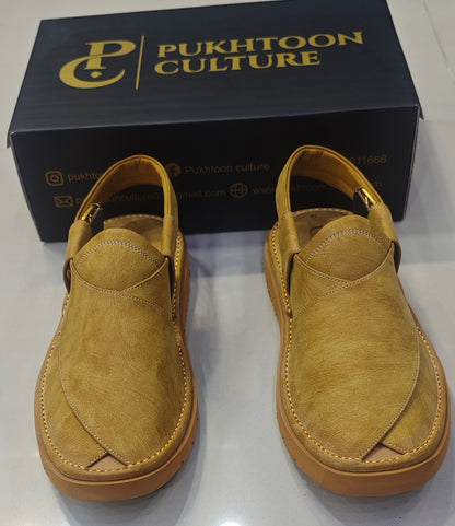 Goga Round Shape Honey Mustard Textured Sketcher Sole (Light Weight)