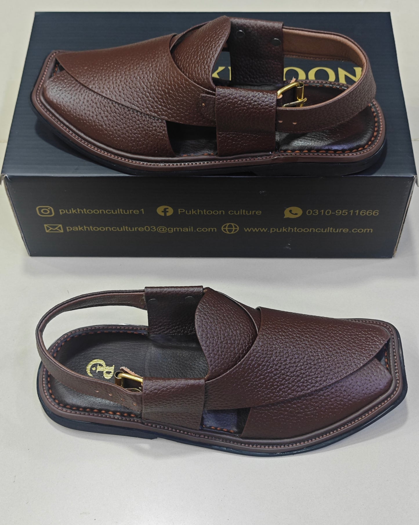 Textured Leather Peshawari Dark Brown Chapple