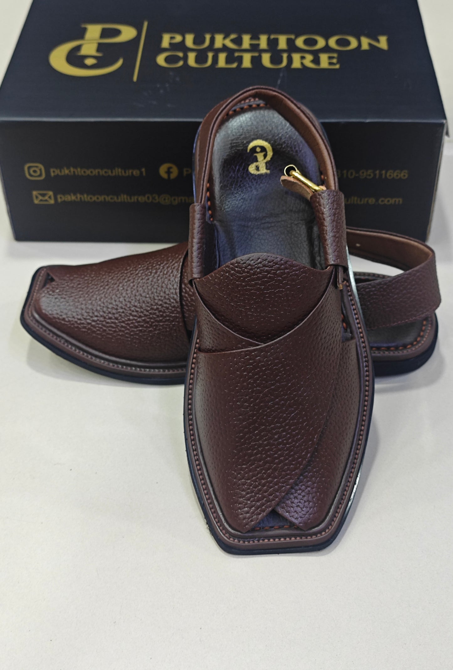 Textured Leather Peshawari Dark Brown Chapple