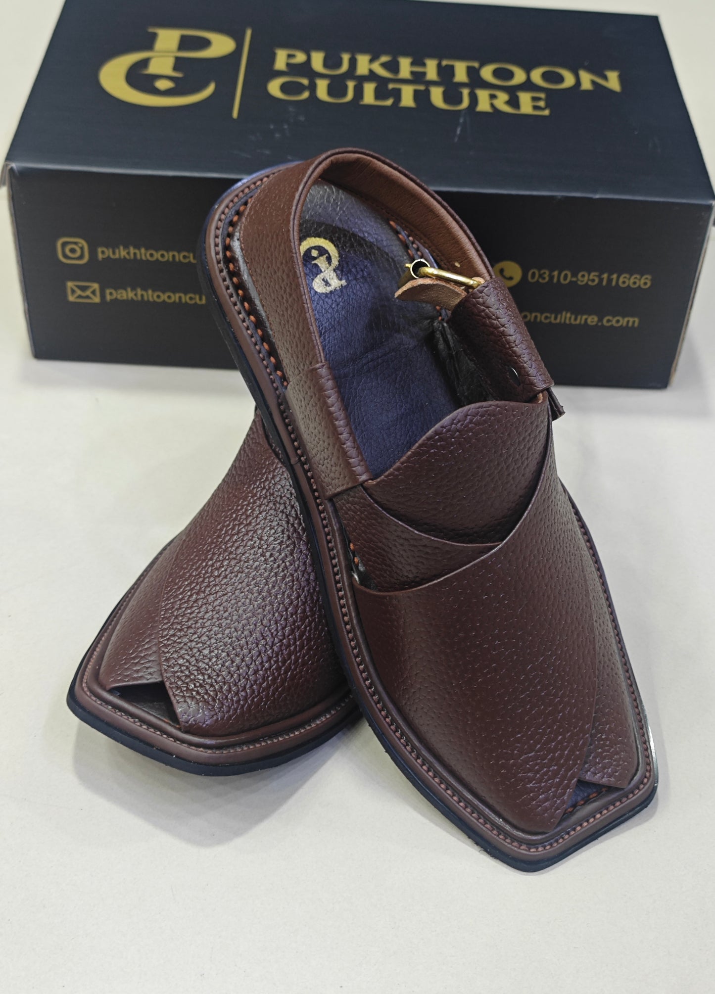 Textured Leather Peshawari Dark Brown Chapple