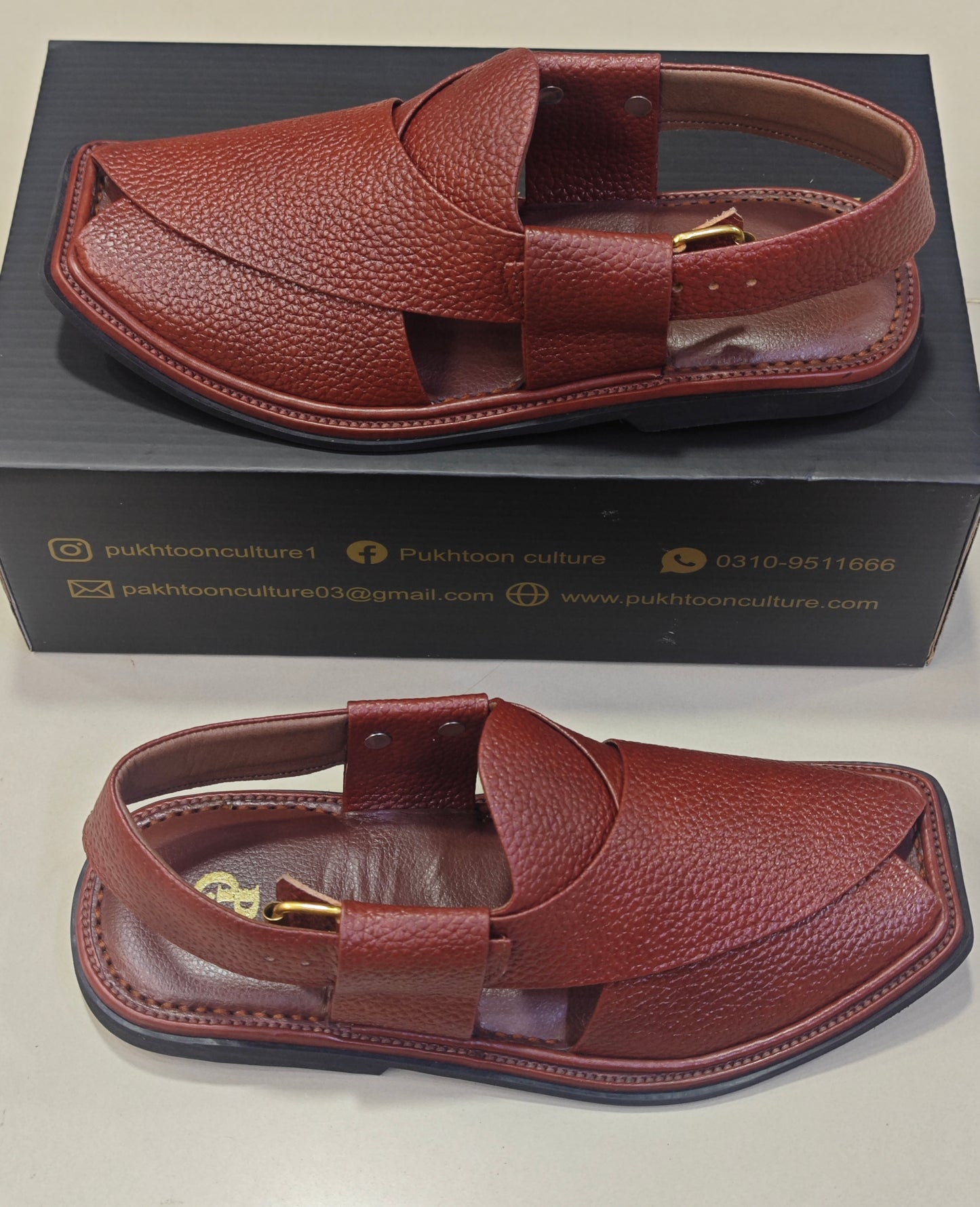 Textured Leather Peshawari Maroon  Chapple