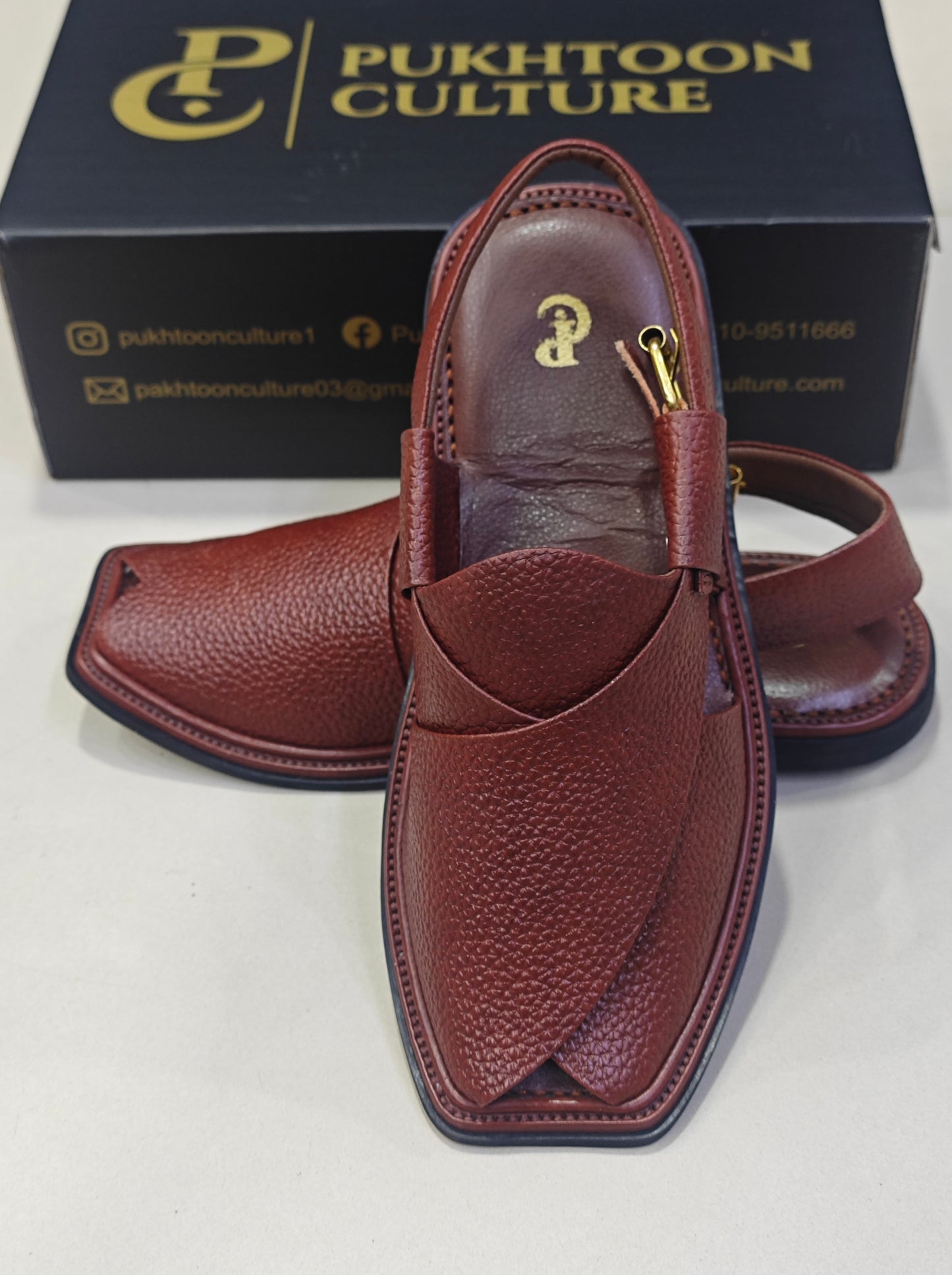 Textured Leather Peshawari Maroon  Chapple