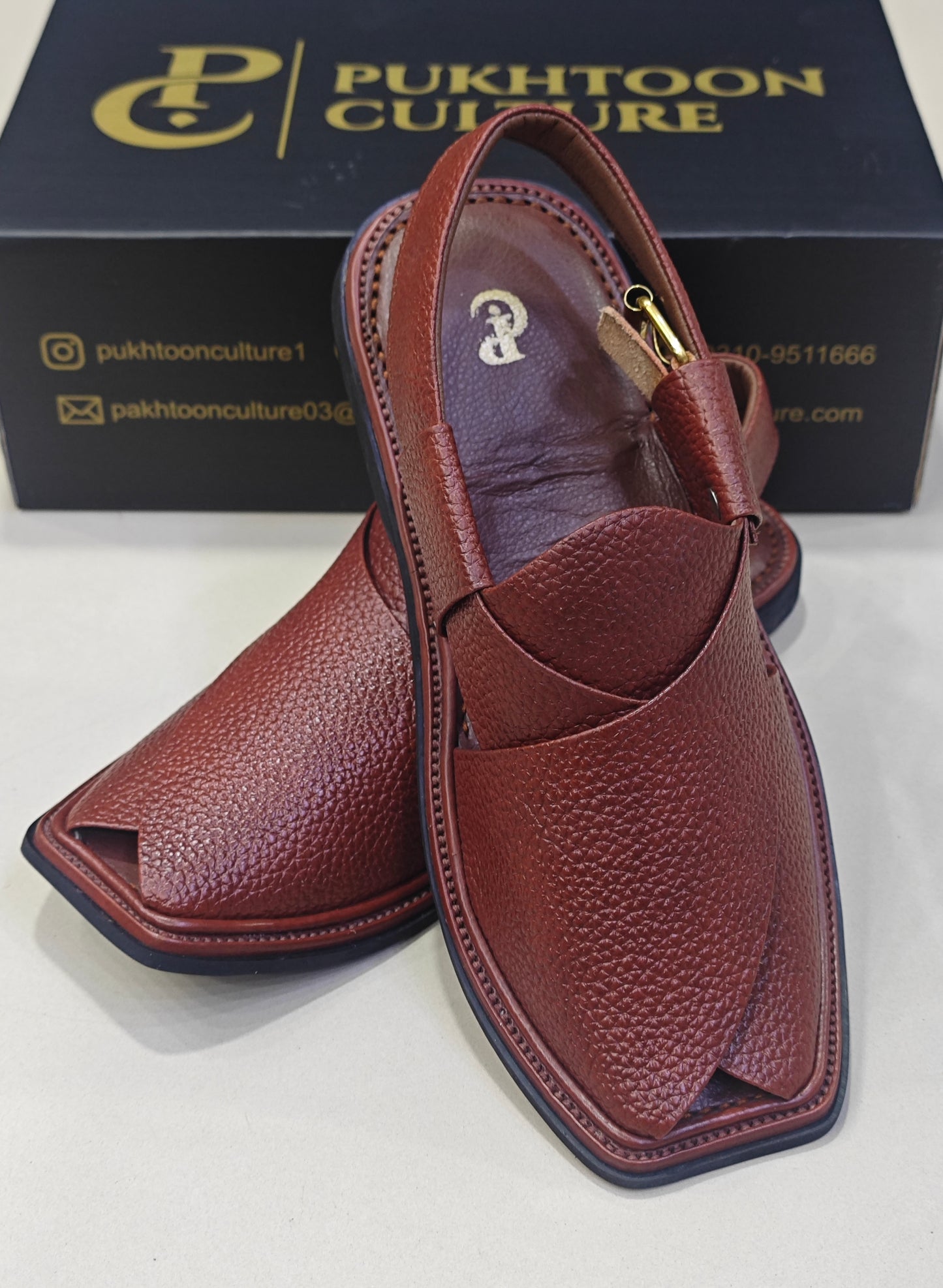 Textured Leather Peshawari Maroon  Chapple