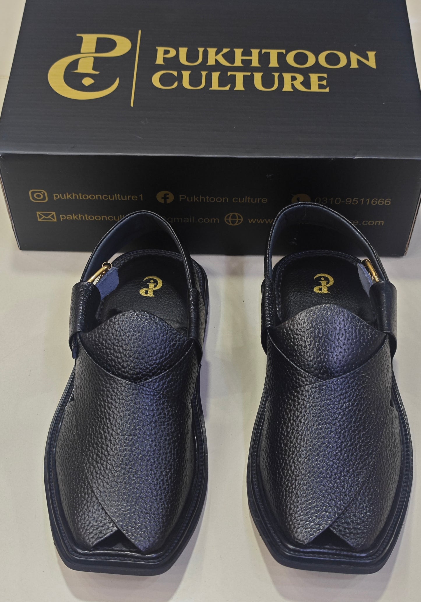 Textured Leather Peshawari Black  Chapple