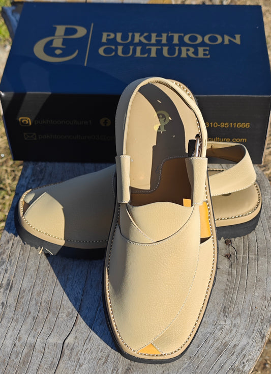 Goga Round Shape Ivory Beige Textured Sketcher Sole (Light Weight)