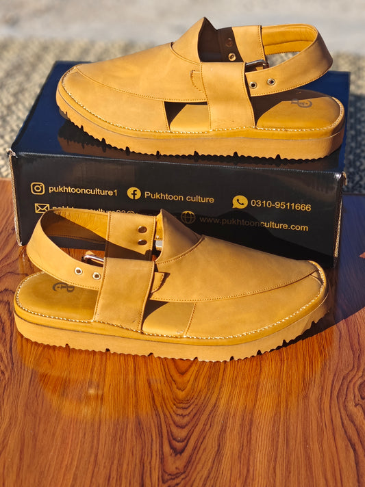 Goga Round Shape Honey Mustard Textured Sketcher Sole (Light Weight)