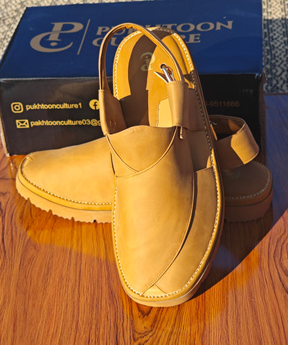 Goga Round Shape Honey Mustard Textured Sketcher Sole (Light Weight)