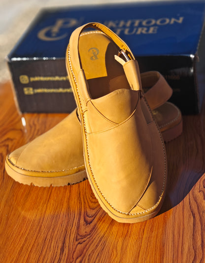 Goga Round Shape Honey Mustard Textured Sketcher Sole (Light Weight)