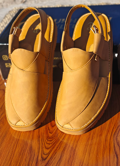 Goga Round Shape Honey Mustard Textured Sketcher Sole (Light Weight)