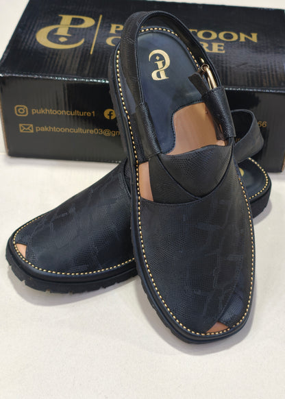 Goga Round Shape Black Snake Textured New Style Important Sole Light Weight