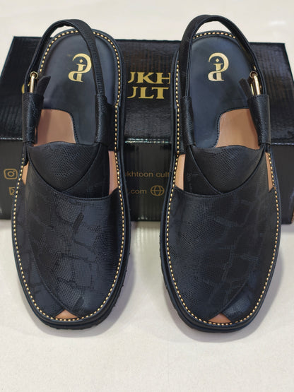 Goga Round Shape Black Snake Textured New Style Important Sole Light Weight